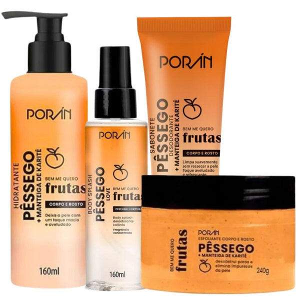 Kit Completo 4 Itens Cuidado Corpo e Rosto Pêssego